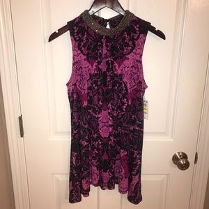 New w/tags! Gemstone Studded Collar Sleeveless Top Size M